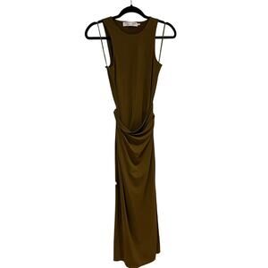 Proenza Schouler White Label Olive Green Belted Sleeveless Midi Jersey D…
